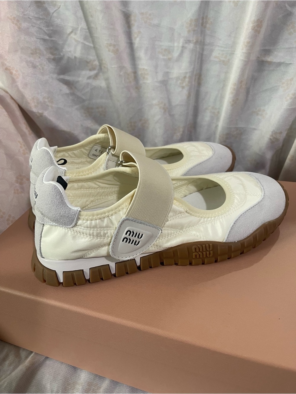 Miu Miu Cream Mary Jane-Style Ballet Sneakers - Picture 3 of 7
